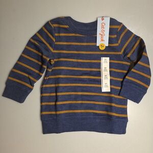 Cat & Jack 2T Toddler Long Sleeve Blue Striped Crew Neck Sweatshirt NWT